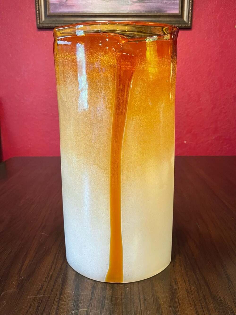 Fenton International Amber White Art Glass Vase 91028